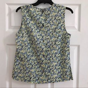 EQUIPMENT SLEEVELESS FLORAL BUTTON UP TOP BLOUSE